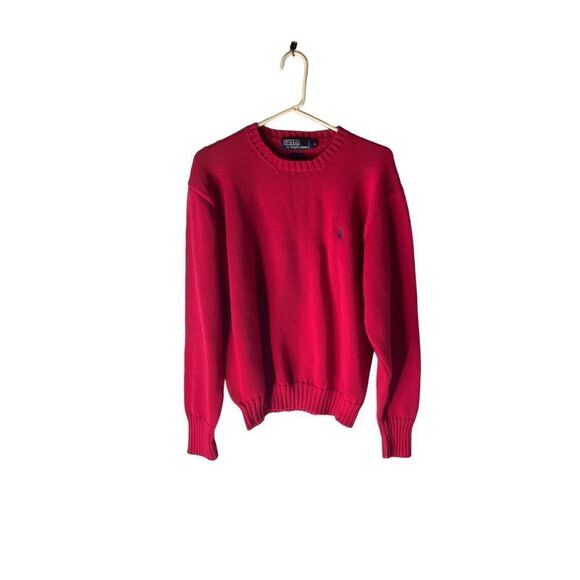 Vintage Polo Ralph Lauren Men’s Crewneck Knit Sweater Raspberry Red Size Large - Picture 1 of 5